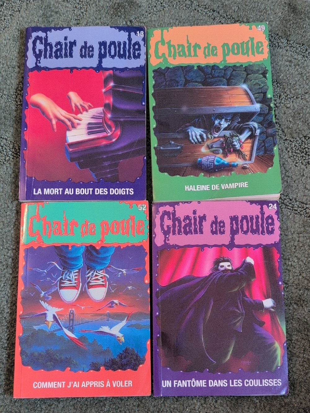 Chair de poule Horror Paperback Lot - Colorful Vintage Covers # 13 #24 #49 #52